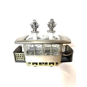 Vintage San Francisco Trolley Car 2 Decanters & Music Box Set. Music Works! 1970
